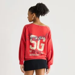 Arizona Supergirl Womens Juniors Asymmetrical Neck Long Sleeve Supergirl Sweatshirt
