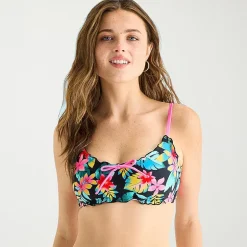 Arizona Womens Adjustable Straps Tropical Leaf Juniors Bralette Bikini Swimsuit Top
