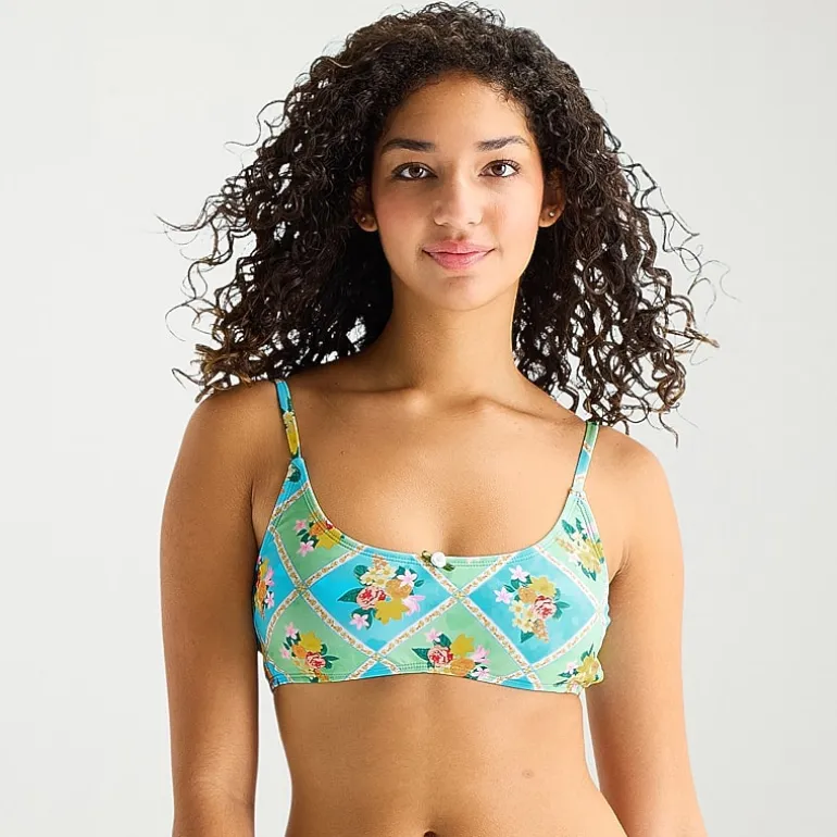 Arizona Womens Adjustable Straps Patchwork Juniors Bralette Bikini Swimsuit Top