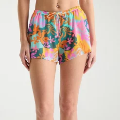 Arizona Womens Drawstring Waist Leaf Juniors Shorts Swimsuit Cover-Up