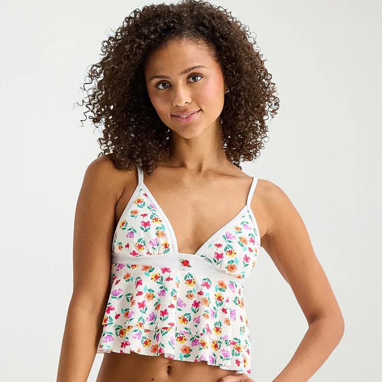 Arizona Womens Floral Juniors Midkini Swimsuit Top