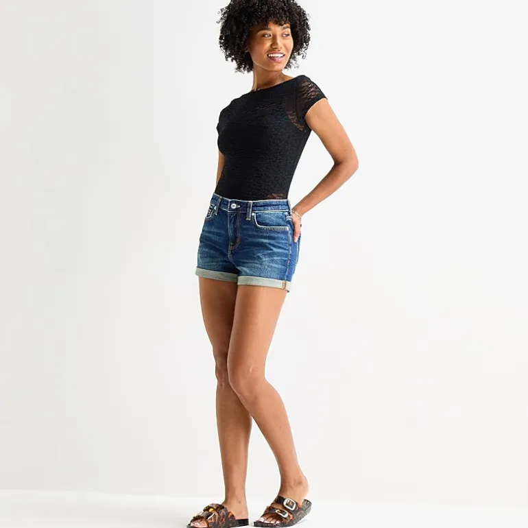 Arizona Womens 2 1/2" High Rise Juniors Denim Short