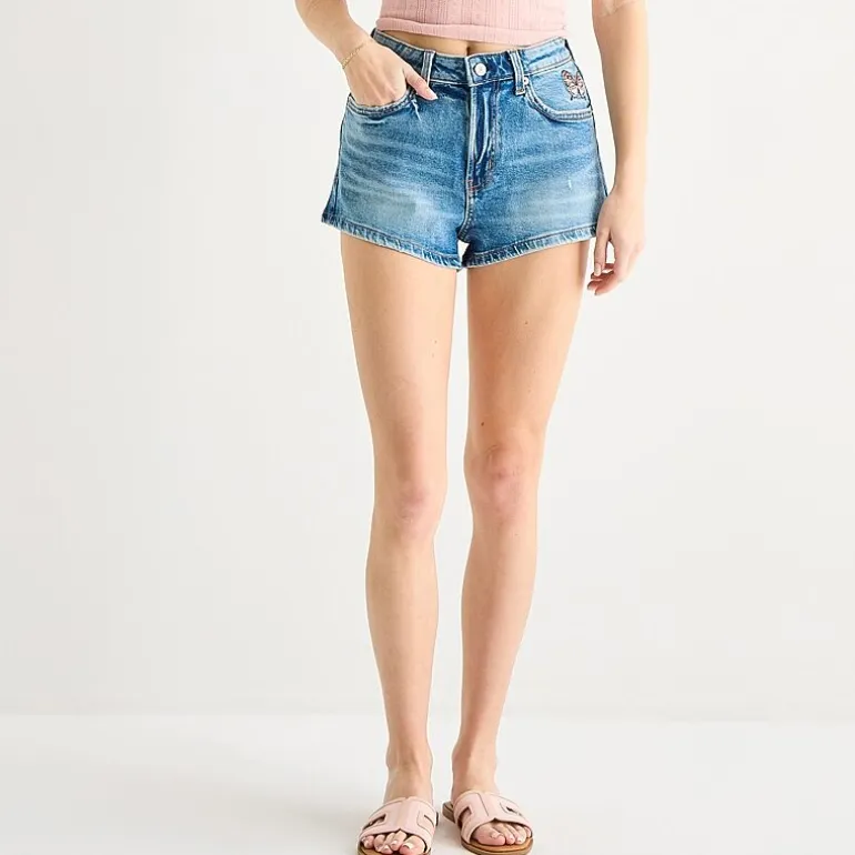Arizona Womens 2 1/2" High Rise Juniors Denim Short