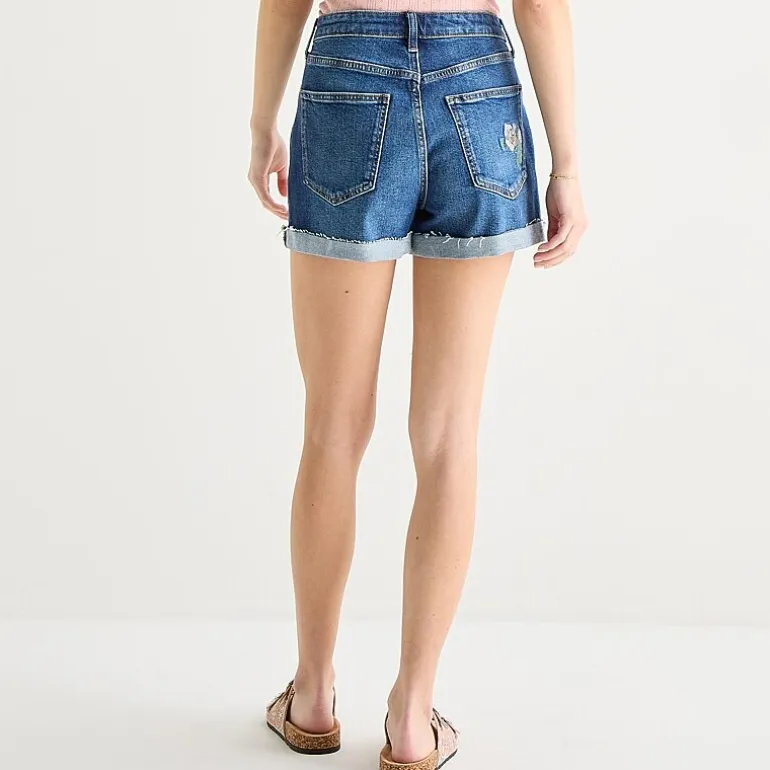 Arizona Womens 3 1/2" High Rise Juniors Denim Short