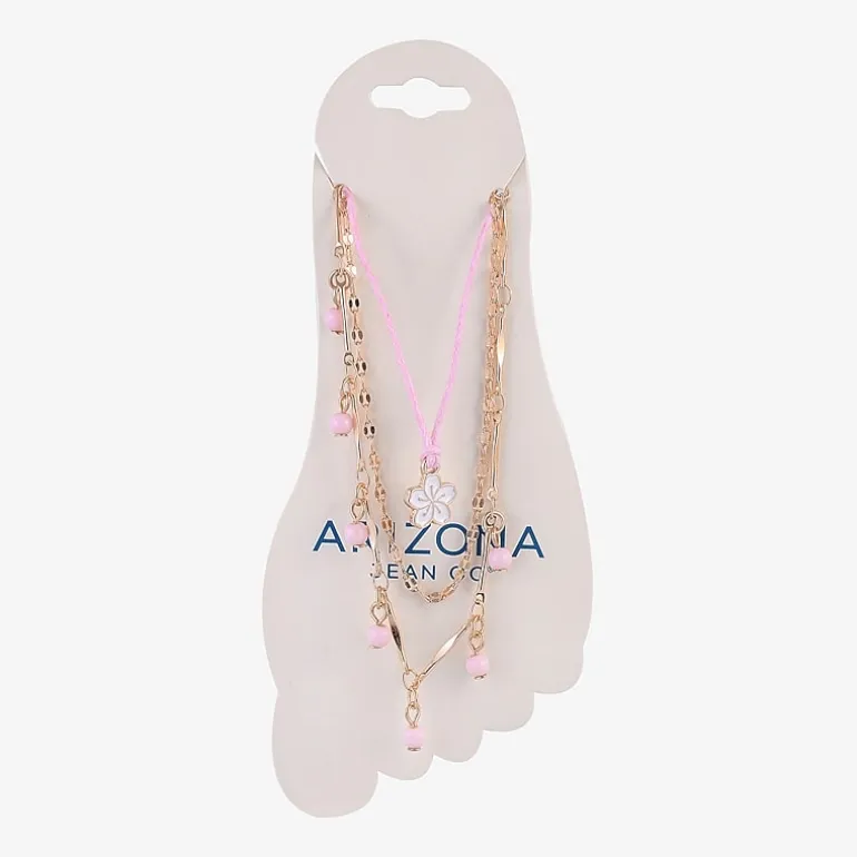 Arizona Womens 9 Inch Cable Flower Ankle Bracelet
