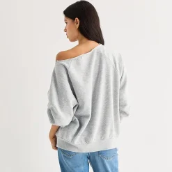 Arizona Womens Juniors Asymmetrical Neck Long Sleeve Sweatshirt