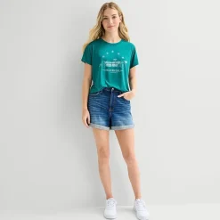 Arizona Womens Juniors Crew Neck Short Sleeve Regular Fit Graphic T-Shirt
