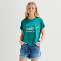 Arizona Womens Juniors Crew Neck Short Sleeve Regular Fit Graphic T-Shirt
