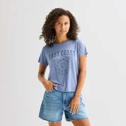 Arizona Womens Juniors Crew Neck Short Sleeve Regular Fit Graphic T-Shirt
