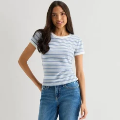 Arizona Womens Juniors Crew Neck Short Sleeve T-Shirt