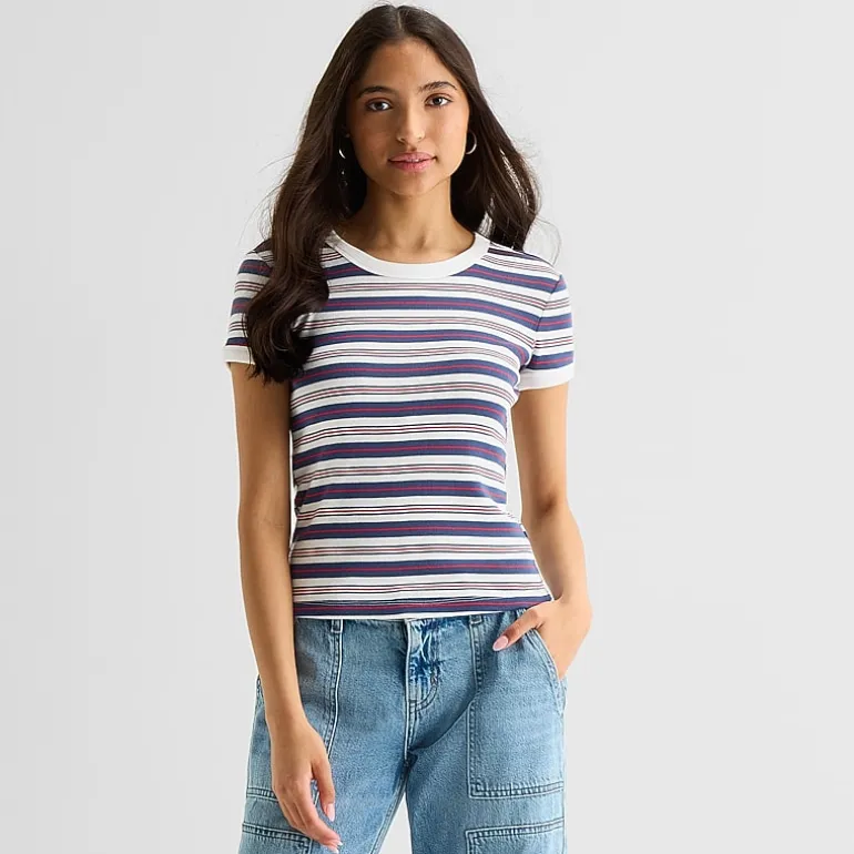 Arizona Womens Juniors Crew Neck Short Sleeve T-Shirt