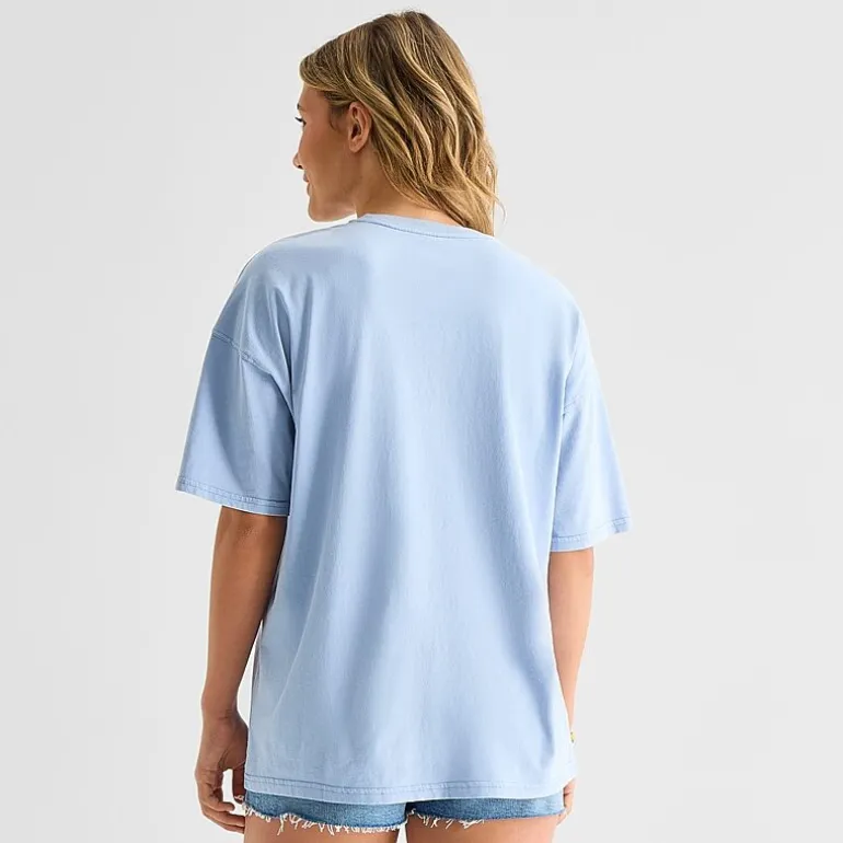 Arizona Womens Juniors Crew Neck Short Sleeve Oversized Graphic T-Shirt