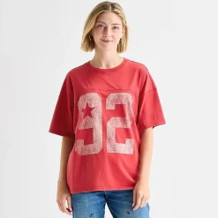 Arizona Womens Juniors Crew Neck Short Sleeve Oversized Graphic T-Shirt