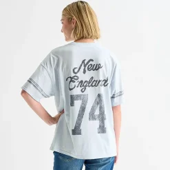 Arizona Womens Juniors Crew Neck Short Sleeve Oversized Graphic T-Shirt