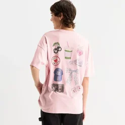 Arizona Womens Juniors Crew Neck Short Sleeve Oversized Graphic T-Shirt