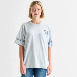 Arizona Womens Juniors Crew Neck Short Sleeve Oversized Graphic T-Shirt