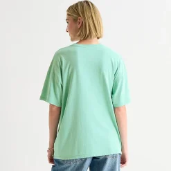 Arizona Womens Juniors Crew Neck Short Sleeve Oversized Graphic T-Shirt