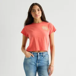 Arizona Womens Juniors Crew Neck Short Sleeve Regular Fit Graphic T-Shirt