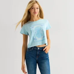 Arizona Womens Juniors Crew Neck Short Sleeve Regular Fit Graphic T-Shirt