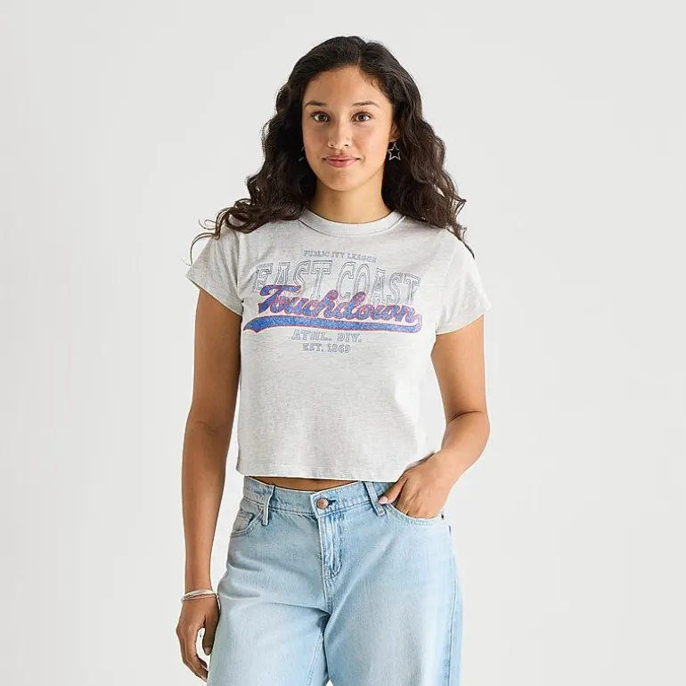 Arizona Womens Juniors Crew Neck Short Sleeve Regular Fit Graphic T-Shirt