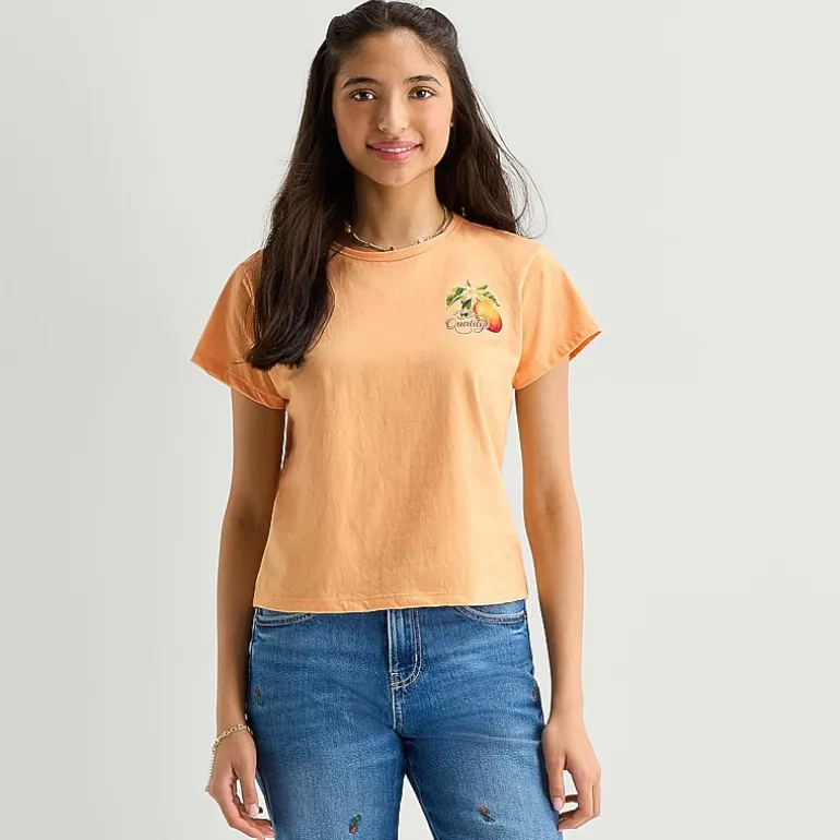 Arizona Womens Juniors Crew Neck Short Sleeve Regular Fit Graphic T-Shirt