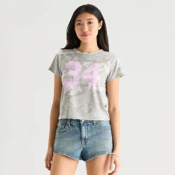 Arizona Womens Juniors Crew Neck Short Sleeve Regular Fit Graphic T-Shirt