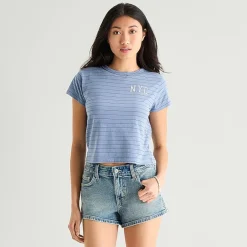 Arizona Womens Juniors Crew Neck Short Sleeve Regular Fit Graphic T-Shirt