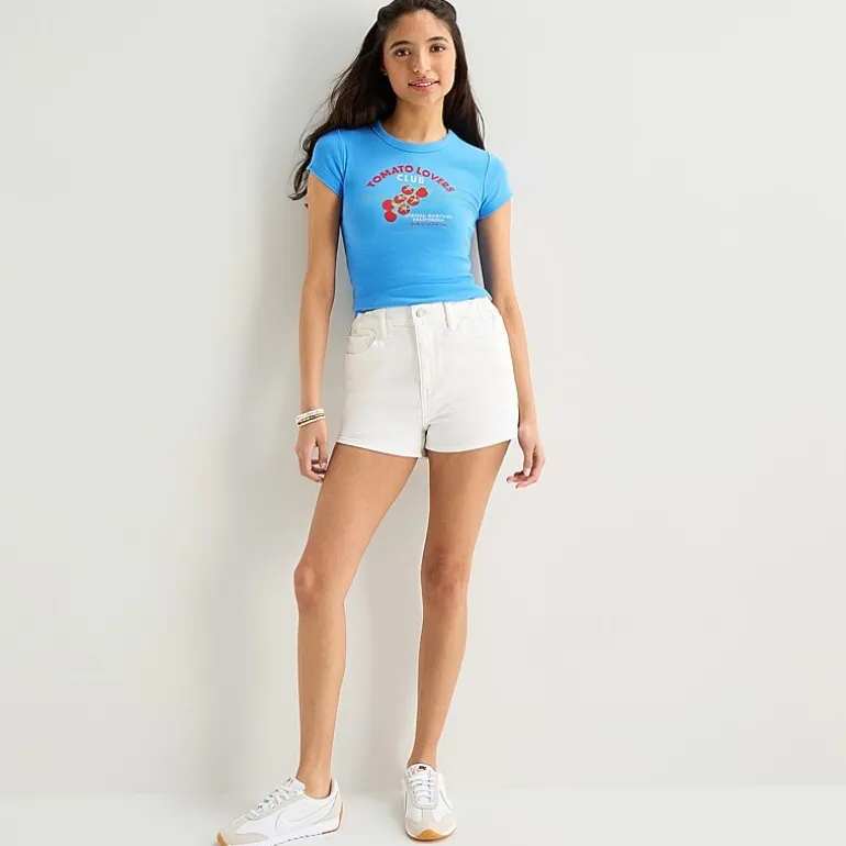 Arizona Womens Juniors Crew Neck Short Sleeve Regular Fit Graphic T-Shirt