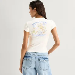 Arizona Womens Juniors Crew Neck Short Sleeve Regular Fit Graphic T-Shirt