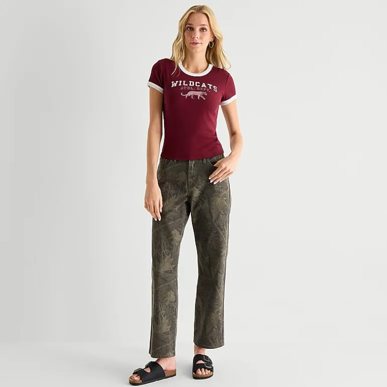 Arizona Womens Juniors Easy-on + Easy-off Crew Neck Short Sleeve Adaptive T-Shirt