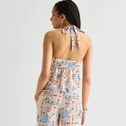 Arizona Womens Juniors Halter Neck Sleeveless Tank Top