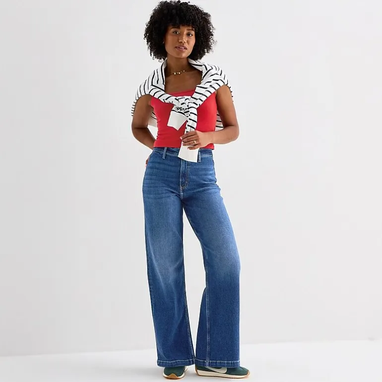 Arizona Womens Juniors Highest Rise Wide Leg Jean