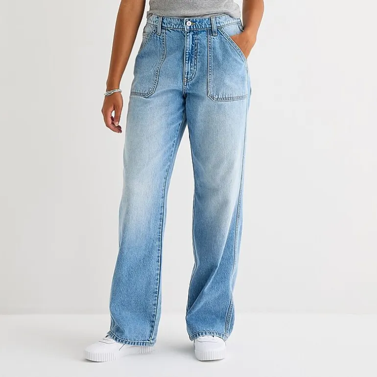 Arizona Womens Juniors Highest Rise Straight Leg Jean