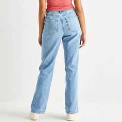 Arizona Womens Juniors High Rise Stretch Fabric Straight Leg Jean