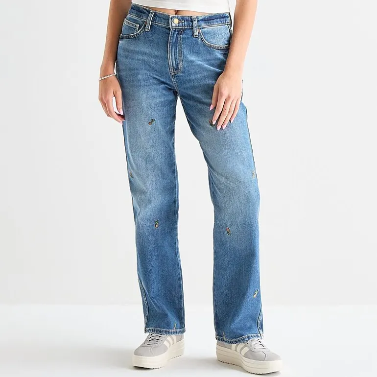 Arizona Womens Juniors High Rise Stretch Fabric Straight Leg Jean