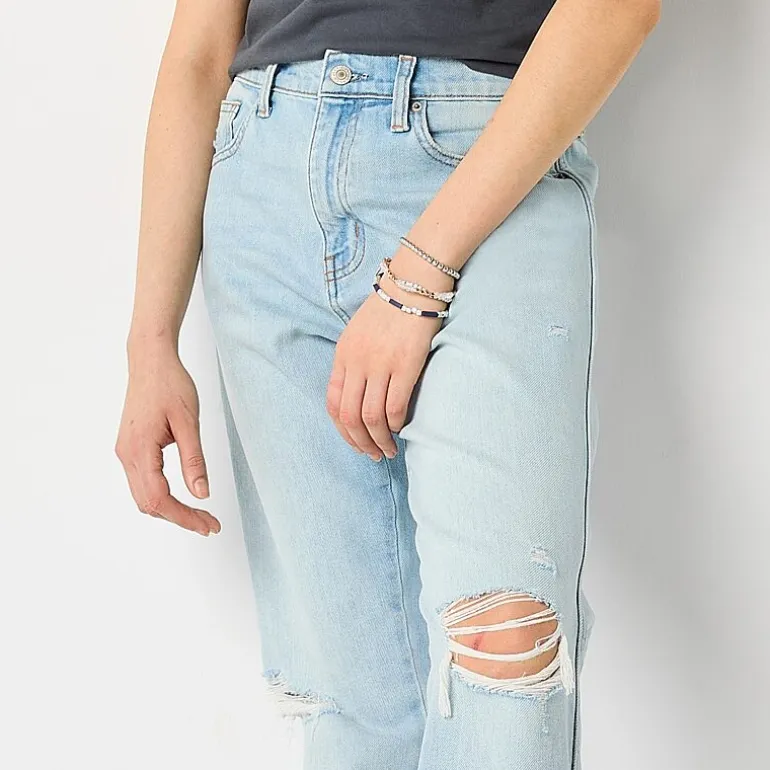 Arizona Womens Juniors High Rise Straight Leg Jean
