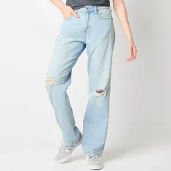 Arizona Womens Juniors High Rise Straight Leg Jean