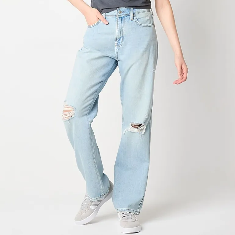 Arizona Womens Juniors High Rise Straight Leg Jean