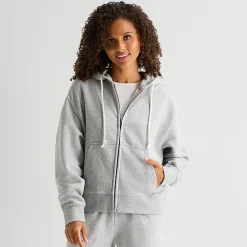 Arizona Womens Juniors Long Sleeve Fleece Zipper Hoodie