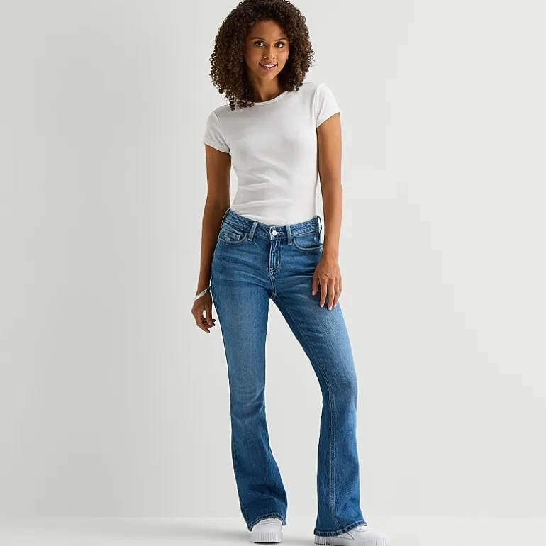 Arizona Womens Juniors Low Rise Bootcut Jean