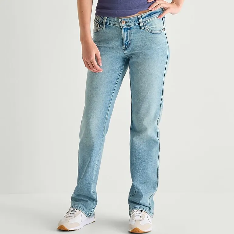Arizona Womens Juniors Low Rise Straight Leg Jean