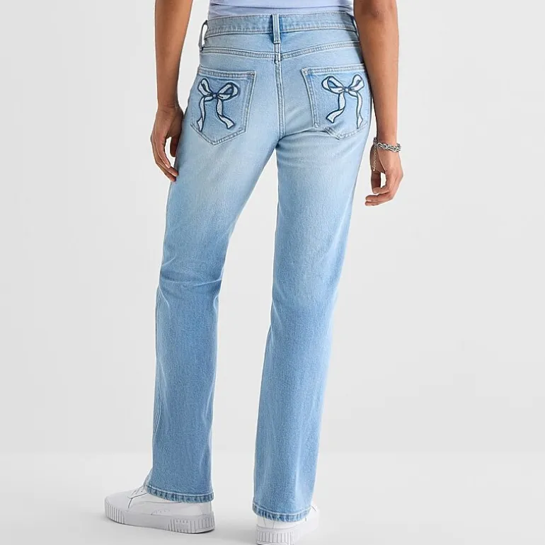 Arizona Womens Juniors Low Rise Straight Leg Jean