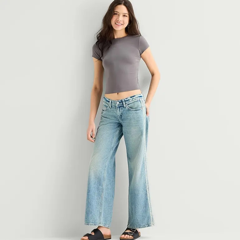 Arizona Womens Juniors Low Rise Baggy Fit Jean