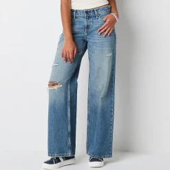 Arizona Womens Juniors Low Rise Baggy Fit Jean