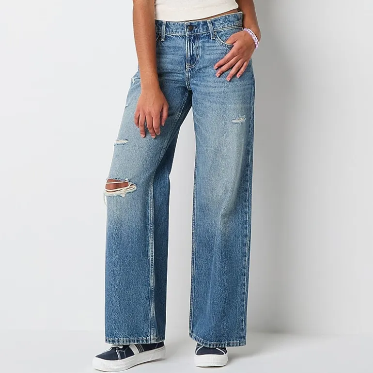 Arizona Womens Juniors Low Rise Baggy Fit Jean