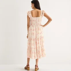 Arizona Womens Juniors Midi Sleeveless Peasant Dress