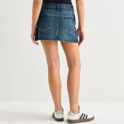 Arizona Womens Juniors Mid Rise Midi Denim Skirt
