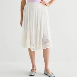 Arizona Womens Juniors Mid Rise Midi A-Line Skirt