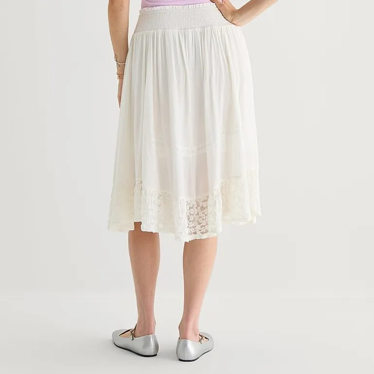 Arizona Womens Juniors Mid Rise Midi A-Line Skirt