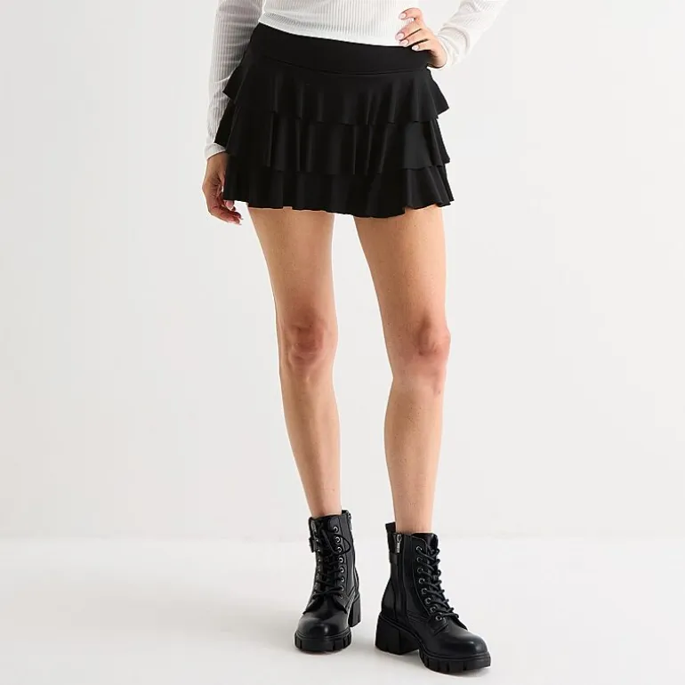 Arizona Womens Juniors Mid Rise Mini Active Pleated Skirt